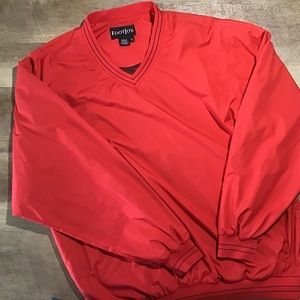 FootJoy Mens Large V-Neck Golf Windbreaker Pullover Red Black